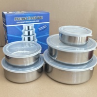 Edelstahl Lebensmittel-Aufbewahrungsbehälter 5-teilig Frischhaltebox Luftdichter Deckel Lebensmittelbox Wq Küchen-Kühlschrank-Aufbewahrungsbehälter