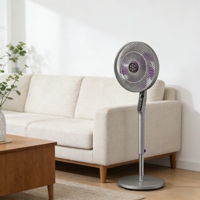 Ventilateur de circulation d'air à oscillation automatique, nouvelle arrivée 2026, ventilateur sur pied à vent puissant, affichage de la minuterie, lame de 400 mm, ventilateur de refroidissement, moteur CC