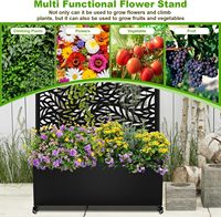 Jardinière surélevée en acier galvanisé de haute qualité, jardinière en aluminium avec treillis, roulettes verrouillables et trou de drainage