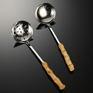 Cấp thực phẩm tre xử lý Scoop tiện ích nhà bếp thép không gỉ mì Canh Muỗng đặt 1058019 - Product Image 4