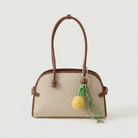 EDGE Porte-clés ananas tressé fait main, pendentif fruit tropical mignon, cordon en strass, bijou de mode, breloque de sac pour femme