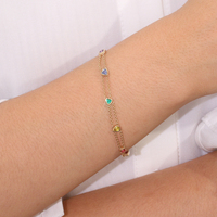 Gelang Wanita Safir Potongan Segitiga dengan Setting Bezel 6 7 8 Inch Emas Asli 18K Gelang Emas Padat Produsen Perhiasan Kustom Satu Atap