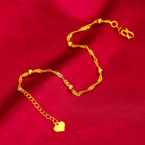 Pulsera de cuentas de oro de arena vietnamita para mujer, patrón de ondas de agua, latón chapado en oro, regalo de joyería para turistas, recuerdos - Product Image 3