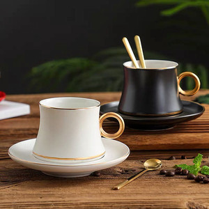 Taza <span class=keywords><strong>de</strong></span> café <span class=keywords><strong>de</strong></span> porcelana esmaltada con borde dorado, juego <span class=keywords><strong>de</strong></span> tazas <span class=keywords><strong>de</strong></span> café y platillos <span class=keywords><strong>de</strong></span> cerámica, productos para el hogar, novedad <span class=keywords><strong>de</strong></span> <span class=keywords><strong>2021</strong></span> - Product Image 1
