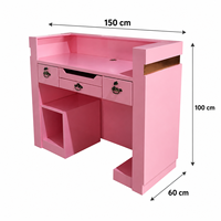 Comptoir de réception moderne rose pour salon de manucure, comptoir de caisse de salon de beauté avec tiroirs, table de réception de luxe, mobilier de salon