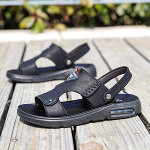 รองเท้าแตะหนังผู้ชายแบบมีเบาะลม รองเท้าลำลองแบบสวมสำหรับฤดูร้อน สีน้ำตาล สีดำ ไซส์ 40-45 - Product Image 2