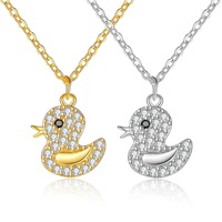 Collier tendance en laiton avec breloque petit canard en zircon cubique, bijou fantaisie animal mignon pour filles, cadeau Q549