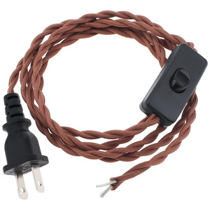 Ensemble de cordons de <span class=keywords><strong>lampe</strong></span> à 2 broches Standard US 2 * 18AWG câble textile torsadé 303 interrupteur marche/arrêt dépouillé extrémité femelle pour appareil ménager - Product Image 1