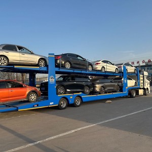 Semi-<span class=keywords><strong>remorque</strong></span> de transport de véhicules à 2 <span class=keywords><strong>essieux</strong></span>, porte-voitures à <span class=keywords><strong>double</strong></span> étage avec châssis en acier Q345 - Product Image 1