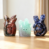 Vente en gros de sculptures en pierres précieuses naturelles en forme de tronc, hibou en quartz rose, hibou en cristal pour la décoration de la maison