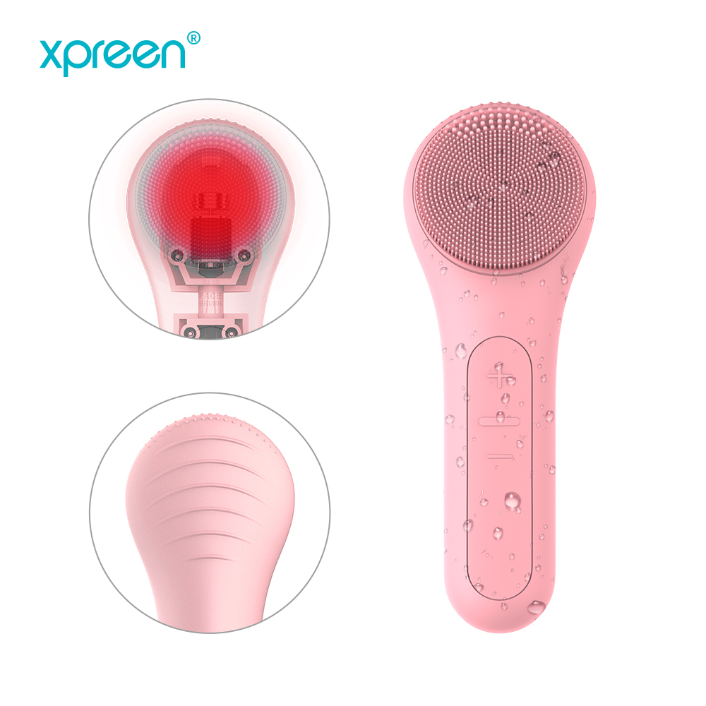 Heating vibrating face cleanser japanese thermal raedia facial cleansing brush