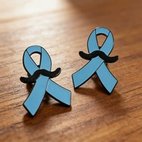 Épinglette personnalisée en métal avec ruban bleu et moustache pour la sensibilisation au cancer de la prostate, pour événements de collectes de fonds caritabiles sur la santé masculine
