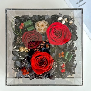 Factory Customized Rosa Eterna Flower Valentines Day Gift Box Forever Real Natural Everlasting Immortal Rose in Acrylic Box
