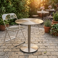 Chaises et tables de restaurant et de café modernes, chaise en acier inoxydable et acrylique, design industriel extérieur, durable et écologique