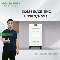 Système de batterie de stockage domestique GSL ENERGY certifié 51,2 V 100 Ah LiFePO4, 5 kWh, empilable, communication CAN, garantie 10 ans