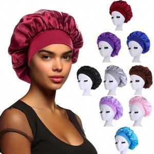 Bonnet de nuit unisexe 100% soie, bonnet de soin des cheveux, bonnet de douche confortable avec bande fleurie, quatre saisons, USA Mairun 56-58CM - Product Image 1