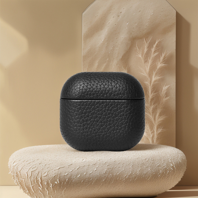 Feather light carry custodia auricolare Lichee Pattern airPods 4 case cases for airpods leather earbud case