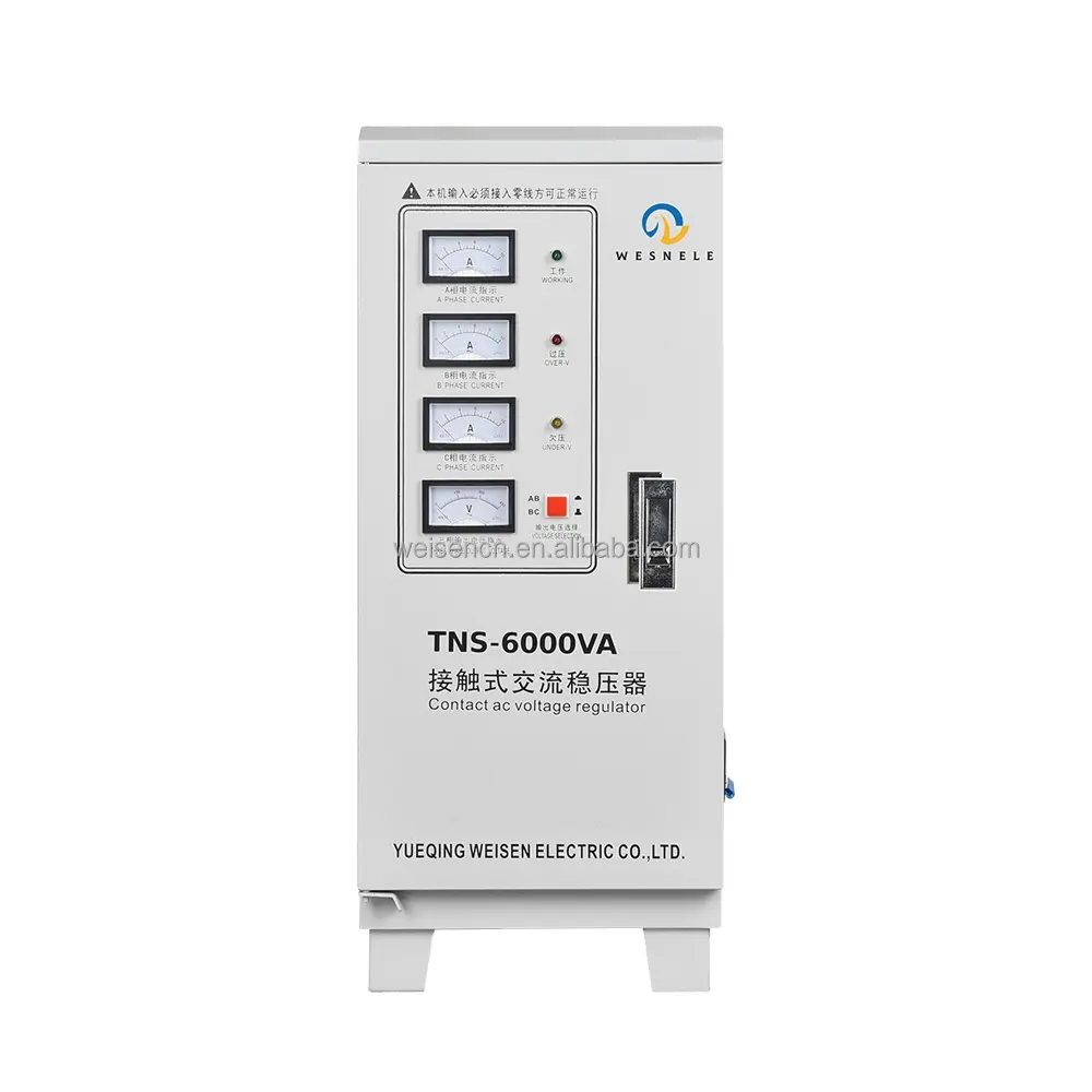 Yueqin Weisen TNS-6000V Svc Hoge Kwaliteit Drie Fase Automatische Intelligente Spanningsregelaar Stabilisator