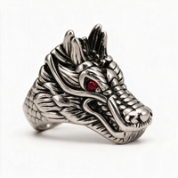 Antiker geschnitzter 3D-Skulptur-Ring: Gothic Totenkopf, Religiöser Jesus, Indianerhäuptling – Massiver Statement-Herrenring aus 316L Edelstahl
