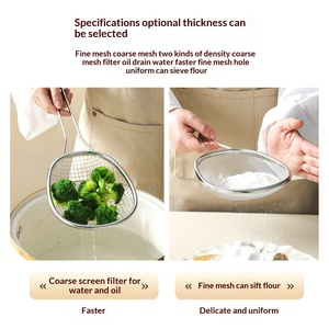 Ensemble d'ustensiles de cuisine en acier inoxydable anti-rouille : <span class=keywords><strong>passoire</strong></span>, louche et cuillère pour nouilles, soupes, pâtes, fritures, légumes et comme filtre alimentaire - Product Image 4