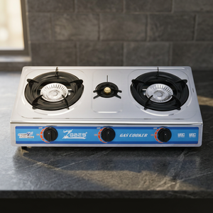 Table de cuisson à gaz 2+1 brûleurs en acier inoxydable, cuisinière à gaz manuelle pour la maison et les restaurants - Product Image 1
