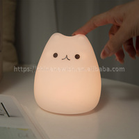 Veilleuse de dessin animé mignon pour enfants, lampe en silicone durable, multicolore et changeable, fonctionnant sur piles, veilleuse pour enfants