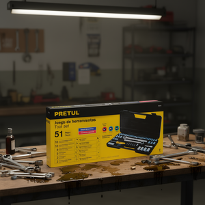 Juego de Herramientas Mecánicas de Calidad Profesional Pretul SET-51 de 51 Piezas para el Hogar Incluyendo Martillos, Desarmadores, Brocas y Estuche - Product Image 2