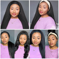 Yaki 13x4 Kinky Straight HD Lace Frontal Pelucas de cabello humano Glueless Pre arrancado con cabello de bebé para mujeres