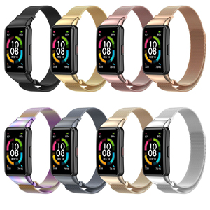 Bracelet à boucle magnétique Milan pour <span class=keywords><strong>Huawei</strong></span> Honor <span class=keywords><strong>Band</strong></span> 7 <span class=keywords><strong>6</strong></span> Bracelet de remplacement de bracelet intelligent pour <span class=keywords><strong>Huawei</strong></span> <span class=keywords><strong>Band</strong></span> <span class=keywords><strong>6</strong></span> <span class=keywords><strong>Pro</strong></span> Dragonne en métal - Product Image 2