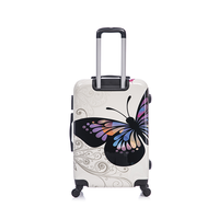 Valise en ABS à imprimé papillon blanc ivoire 20/24/28, vente en gros, bagages de voyage tendance, en vrac
