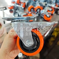 Roulettes à usage moyen en PP orange noir roues pivotantes à vis avec roulettes de frein 1.5 "2" 2.5 "3" 4 "5" pouces pour chariot de déménagement de meubles