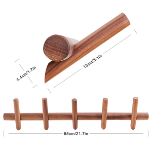 Heavy Duty Parete Hat Rack 5 Ganci Ganci Appendiabiti <span class=keywords><strong>In</strong></span> <span class=keywords><strong>Legno</strong></span> - Product Image 2