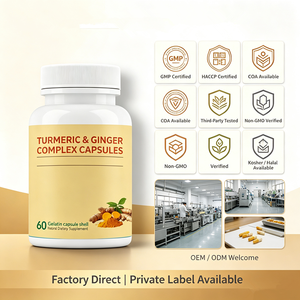 Cápsulas de Cúrcuma y Jengibre, 100% Naturales, Sin GMO, Sin <span class=keywords><strong>Gluten</strong></span>, 60 Unidades, Marca Privada - Product Image 5