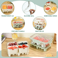 DAYOOH Plateau de service alimentaire hermétique pour réfrigérateur, avec grilles amovibles, organisateur de nourriture en plastique à compartiments pour pique-nique, voyage, fête