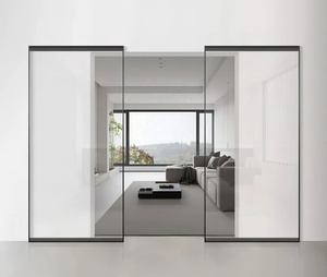 Puerta <span class=keywords><strong>Corredera</strong></span> de Vidrio Ultrafina Qiwin con <span class=keywords><strong>Marco</strong></span> de Aluminio de Diseño Moderno, Fácil Instalación y Cierre Suave - Product Image 1