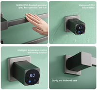 Toallero Eléctrico Oculto con 5 Rieles Calefactores Impermeables, Montado en Pared, Acabado Oro Cepillado PVD, Toallero Inteligente con Calefacción