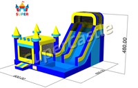 Château gonflable coloré combiné avec toboggan sec, directement de l'usine, facile à installer, idéal pour les locations événementielles