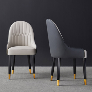Silla de oficina de cuero con patas de metal negro delgadas y puntas doradas, silla comercial para conferencias - Product Image 5