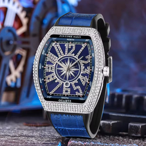 <span class=keywords><strong>Reloj</strong></span> de Pulsera de Cuarzo Vintage de Lujo para Hombre, Ecológico, con Correa de Cuero de 20 mm, Caja de Aleación de 42 mm, 10 mm, Estilo Náutico, con Diamantes, Retro - Product Image 4