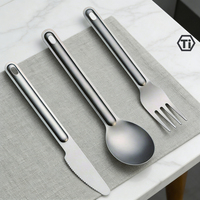 Ensemble de couverts de camping en titane ultraléger, cuillère, fourchette, couteau 3 en 1, vaisselle portable pour l'extérieur, équipement de randonnée, pique-nique, barbecue