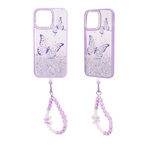 OEM TPU + PC đa-màu long lanh bướm sơn Epoxy + dầu bóng trường hợp điện thoại với chuỗi Bìa trường hợp fundas bảo vệ trường hợp - Product Image 2