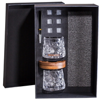 Coffret cadeau whisky avec verres rotatifs, sous-verres en bois, glaçons - Emballage personnalisé, écologique, 100% alimentaire
