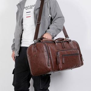 Women Men Workout Tote Sports <b>Overnight</b> Travel Leather Duffle Weekender <b>Bag</b> - Product Image 2