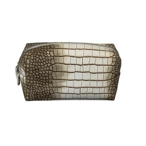 Crocodile Skin Collection High End Genuine Crocodile Leather <b>Makeup</b> Bag Waterproof PU Leather Crocodile Cosmetic Bags for Women - Product Image 4