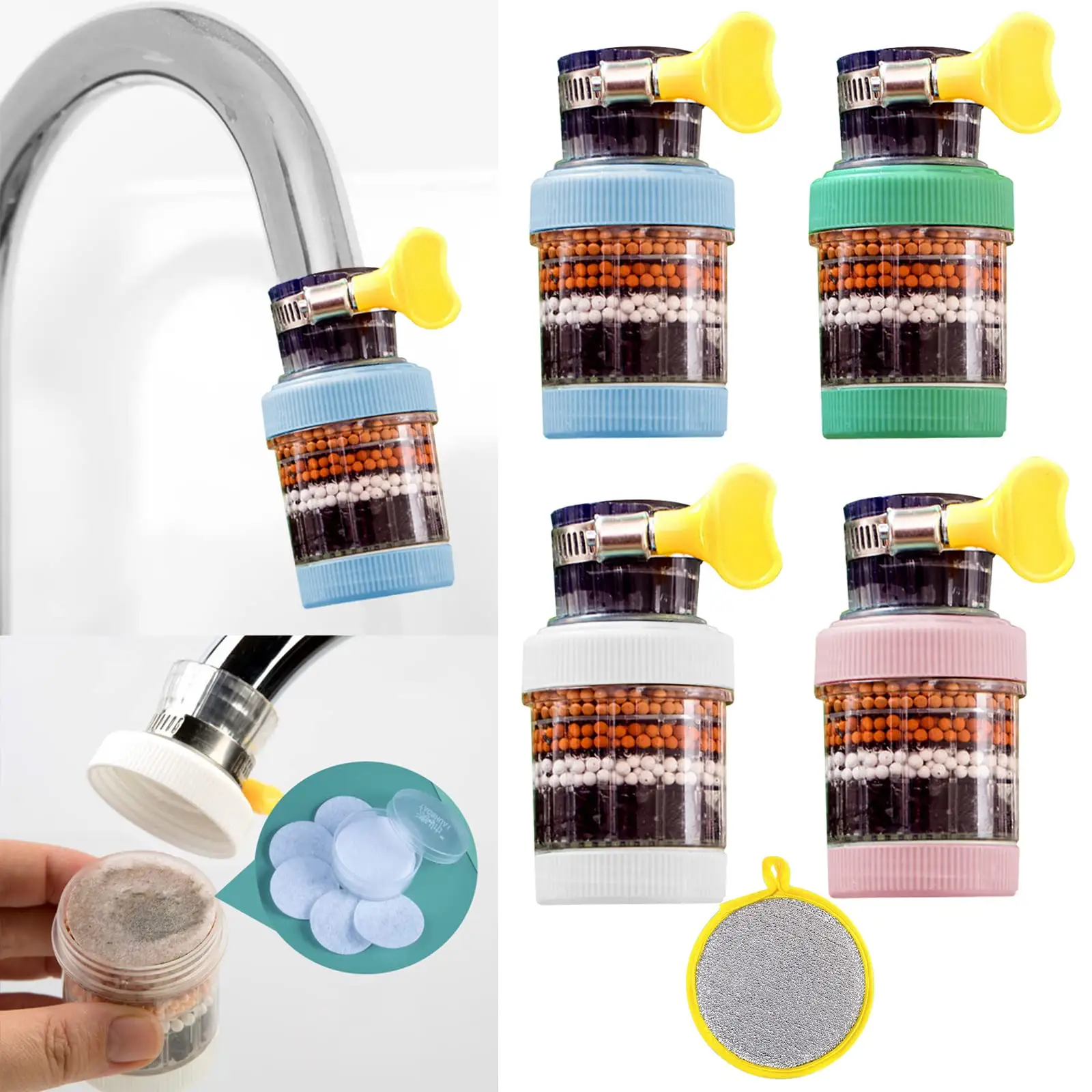 Boîte de couleur d'usine Mini filtre à eau robinet robinet domestique filtre à eau filtre de robinet de cuisine facile à installer robinet purificateur d'eau