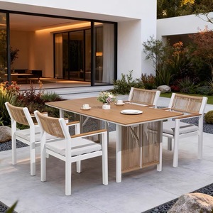 Set <span class=keywords><strong>da</strong></span> <span class=keywords><strong>Giardino</strong></span> Moderno e Resistente in Rattan <span class=keywords><strong>con</strong></span> Struttura in Alluminio, <span class=keywords><strong>Cuscini</strong></span> <span class=keywords><strong>per</strong></span> <span class=keywords><strong>Schienale</strong></span>, Piano in Finto Legno e Gambe in Rattan - Product Image 3