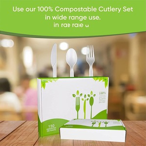 Ensemble de couverts jetables résistants à la chaleur en CPLA 100% biodégradable Fourchettes Cuillères et couteaux Greenpacking Écologique pour les fêtes - Product Image 2