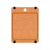 Planche à découper en fibre de bois écologique anti-moisissure de 0,6 cm avec rainure pour jus, compatible lave-vaisselle