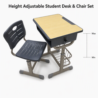 Chaise de bureau polyvalente pour étudiant, mobilier scolaire, ensemble chaise et bureau pour salle de classe, cadre réglable