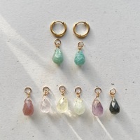 Collier Pendentif Goutte d'Eau en Pierre Naturelle et Perle, Chaîne en Acier Inoxydable Plaqué Or 18K, Bijoux DIY Tendance pour Femme